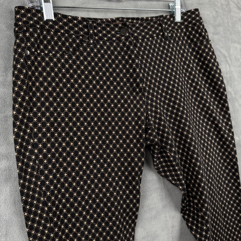 J. McLaughlin Women's Black Tan‎ Geometric Print Pants Size 10 Career Casual
